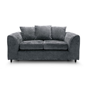 Harriet Crushed Chenille 2 Seater Sofa in Dark Grey