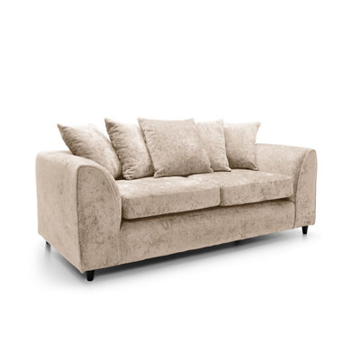 Harriet Crushed Chenille 3 Seater Sofa in Cream