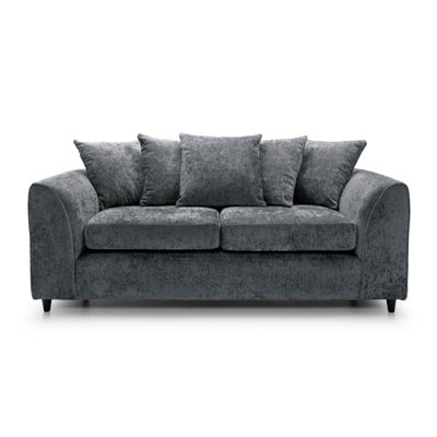 Harriet Crushed Chenille 3 Seater Sofa in Dark Grey