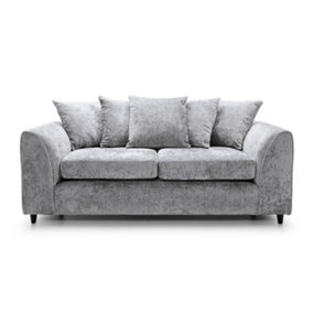 Harriet Crushed Chenille 3 Seater Sofa in Light Grey