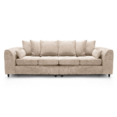 Harriet Crushed Chenille 4 Seater Sofa in Cream