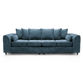 Harriet Crushed Chenille 4 Seater Sofa in  Dark Blue