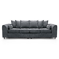 Harriet Crushed Chenille 4 Seater Sofa in Dark Grey