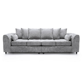 Harriet Crushed Chenille 4 Seater Sofa in Light Grey
