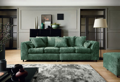 Harriet Crushed Chenille 4 Seater Sofa in Rifle Green