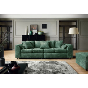 Harriet Crushed Chenille 4 Seater Sofa in Rifle Green