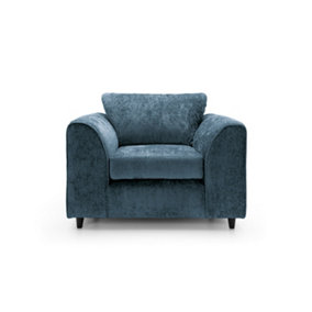 Harriet Crushed Chenille Armchair Chair in  Dark Blue