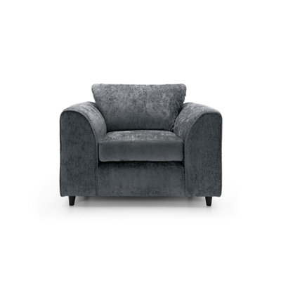 Harriet Crushed Chenille Armchair Chair in Dark Grey