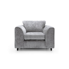Harriet Crushed Chenille Armchair Chair in Light Grey