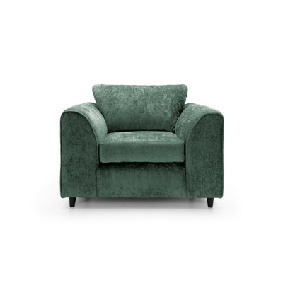 Harriet Crushed Chenille Armchair Chair in Rifle Green