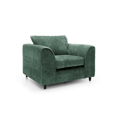 Harriet Crushed Chenille Armchair Chair in Rifle Green