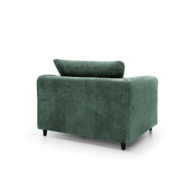Harriet Crushed Chenille Armchair Chair in Rifle Green
