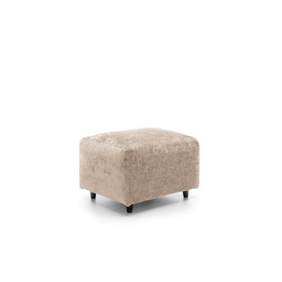 Harriet Crushed Chenille Footstool in Cream