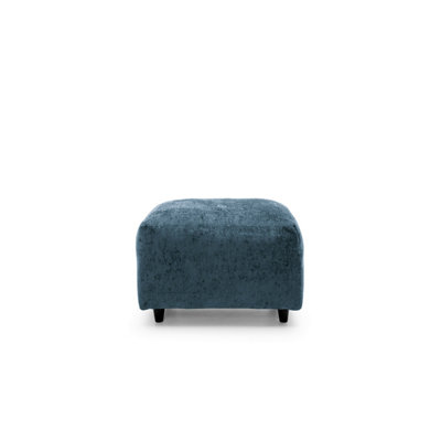 Harriet Crushed Chenille Footstool in  Dark Blue