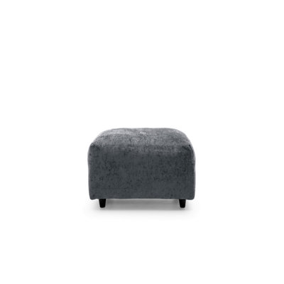 Harriet Crushed Chenille Footstool in Dark Grey