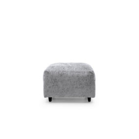 Harriet Crushed Chenille Footstool in Light Grey