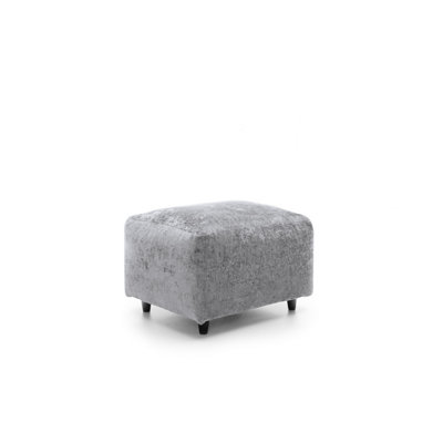 Harriet Crushed Chenille Footstool in Light Grey