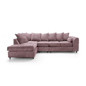 Harriet Crushed Chenille Large Left Facing Corner Sofa in Pink