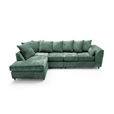 Harriet Crushed Chenille Large Left Facing Corner Sofa in Rifle Green