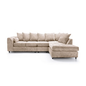 Harriet Crushed Chenille Large Right Facing Corner Sofa in Cream
