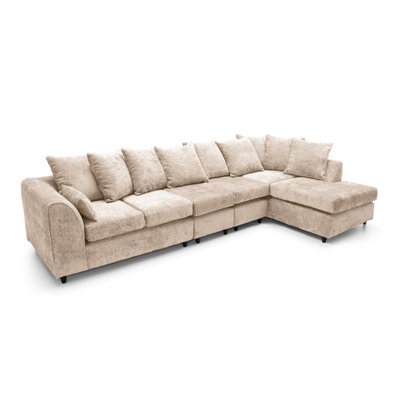 Harriet Crushed Chenille Large Right Facing Corner Sofa in Cream