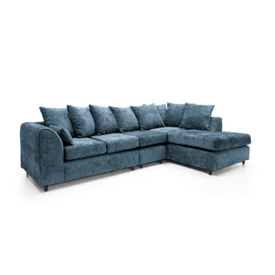 Harriet Crushed Chenille Large Right Facing Corner Sofa in  Dark Blue