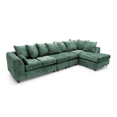 Harriet Crushed Chenille Large Right Facing Corner Sofa in Rifle Green