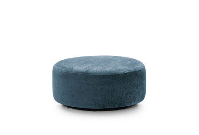 Harriet Crushed Chenille Large Swivel Footstool in Dark Blue