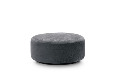 Harriet Crushed Chenille Large Swivel Footstool in Dark Grey