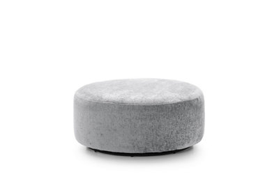 Harriet Crushed Chenille Large Swivel Footstool in Light Grey