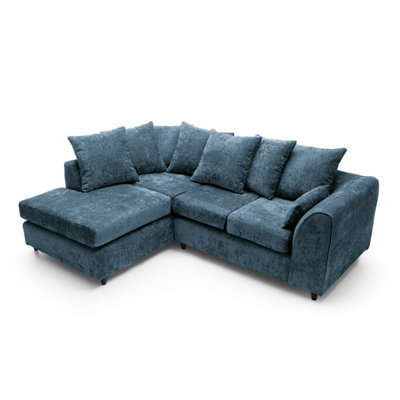 Harriet Crushed Chenille Left Facing Corner Sofa in  Dark Blue