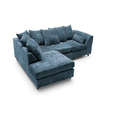 Harriet Crushed Chenille Left Facing Corner Sofa in  Dark Blue