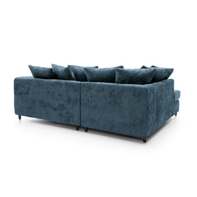 Harriet Crushed Chenille Left Facing Corner Sofa in  Dark Blue
