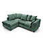 Harriet Crushed Chenille Left Facing Corner Sofa in Rifle Green