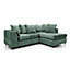 Harriet Crushed Chenille Right Facing Corner Sofa in Rifle Green