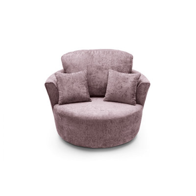 Harriet Crushed Chenille Swivel Chair in Pink