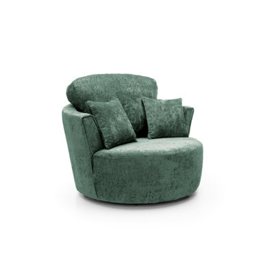 Harriet Crushed Chenille Swivel Chair in Rifle Green