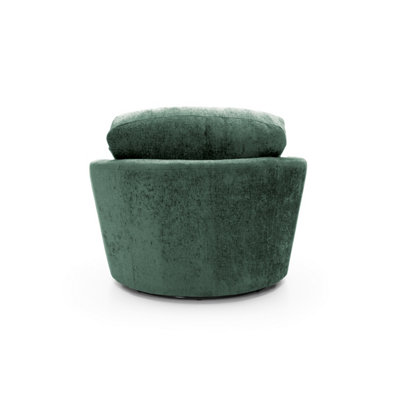 Harriet Crushed Chenille Swivel Chair in Rifle Green