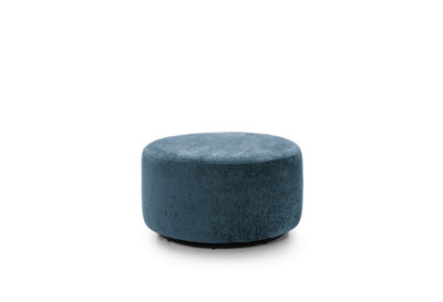 Harriet Crushed Chenille Swivel Footstool in Dark Blue