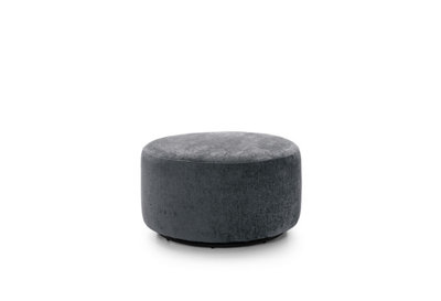 Harriet Crushed Chenille Swivel Footstool in Dark Grey