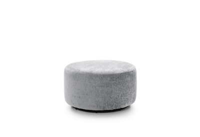 Harriet Crushed Chenille Swivel Footstool in Light Grey