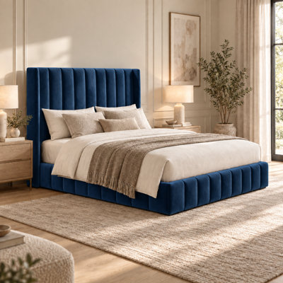 Harrington Plush Velvet Ottoman Sleigh Bed, with Ortho Mattress - 4ft ...
