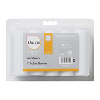 Harris 4 Inch Gloss Mini Roller Sleeves 10 Pack Woodwork Paint Rollers 4in for Trim Doors Skirting Gloss Satin FinishPro