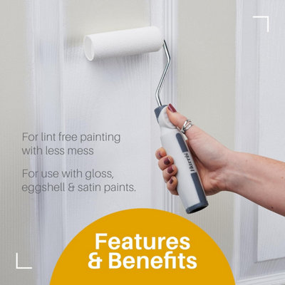 Harris 4 Inch Gloss Mini Roller Sleeves 10 Pack Woodwork Paint Rollers 4in for Trim Doors Skirting Gloss Satin FinishPro