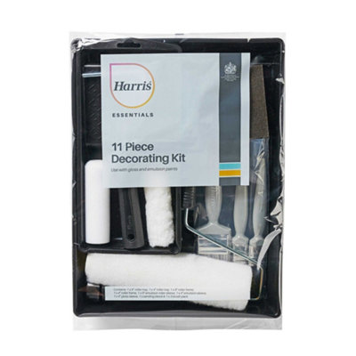 Harris Essentials Paint Roller & Tray Set (Pack of 11) Black/White (One Size)