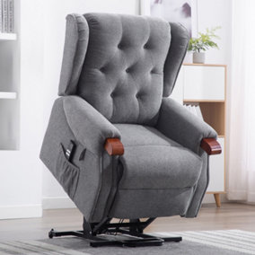 Harrogate Dual Motor Electric Rise Recliner Fabric Armchair Lift Riser Chair (Grey)