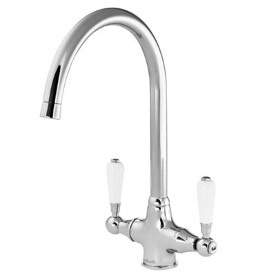Harrogate Kitchen Tap Deck Mounted Chrome Lever Swivel Spout Manual Mixer