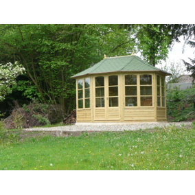 Harrogate Large Summerhouse Pavilion - Pressure Treatet Timber - L365 x W270 x H310 cm