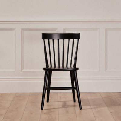 Harrogate Painted Spindle Back Kitchen Furniture Dining Room Chair - Black