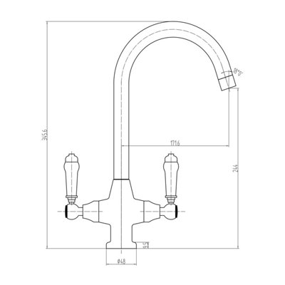 Harrogate Twin Lever Kitchen Sink Mixer Tap Swivel Spout